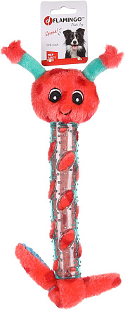 Flamingo hondenspeelgoed Miep Rups met Stick Rood