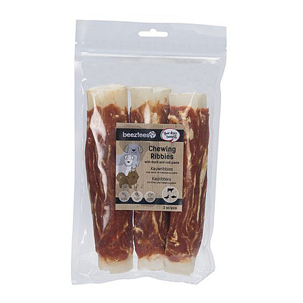 Beeztees Kauwribbies Eend & Kabeljauw 3 st