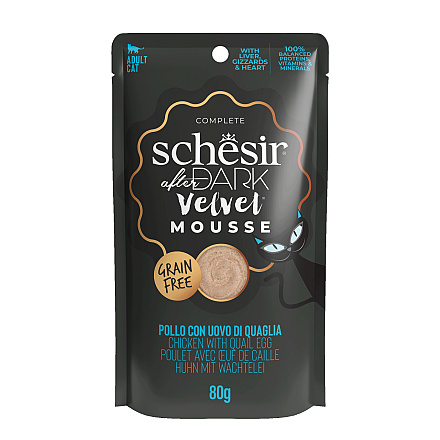 Schesir Kattenvoer After Dark Velvet Kip & Kwartelei Mousse 80 gr