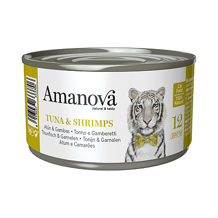 Amanova Kattenvoer Tuna & Shrimps in Broth 70 gr