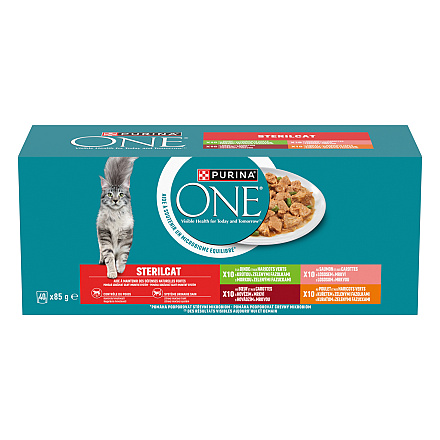 Purina One Kattenvoer Sterilcat Rund, Kalkoen, Kip & Zalm 40 x 85 gr