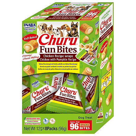 Inaba Churu Fun Bites Chicken Wraps Chicken & Pumpkin 8 x 12 gr