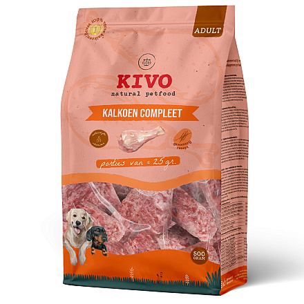 Kivo Hondenvoer Kalkoen Compleet Porties 500 gr