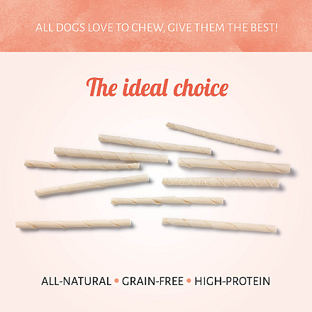 Antos Rawhide White Roll sticks <br>13 cm 7-8 mm 100 st