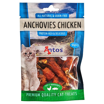 Antos Kattensnack Ansjovis & Kip 50 gr