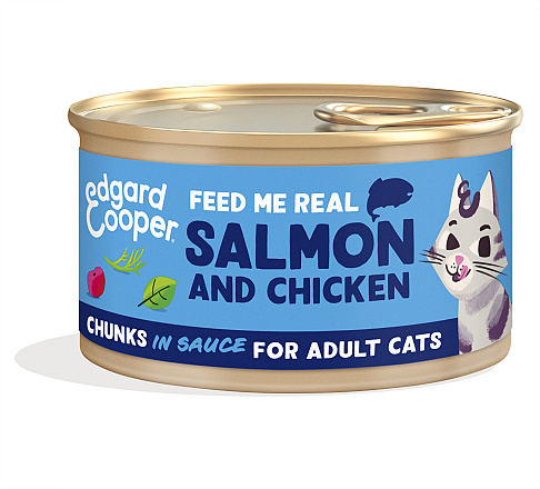 Edgard & Cooper kattenvoer Zalm & Kip Chunks 85 gr