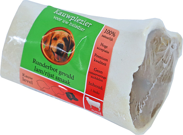 Natuurlijke snack runderbot lam/rijst gevuld